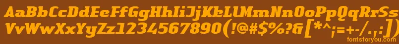 LinotypeAuthenticSerifBlackitalic Font – Orange Fonts on Brown Background