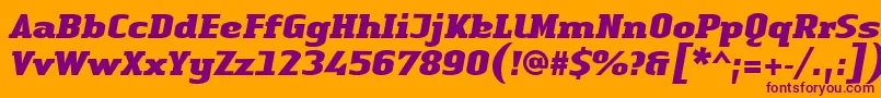 LinotypeAuthenticSerifBlackitalic Font – Purple Fonts on Orange Background