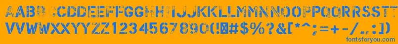 PfstampsproFlex-Schriftart – Blaue Schriften auf orangefarbenem Hintergrund