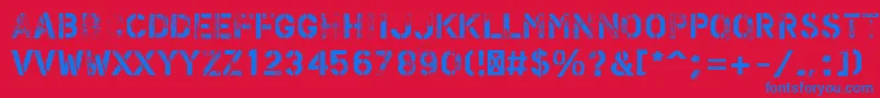 PfstampsproFlex Font – Blue Fonts on Red Background