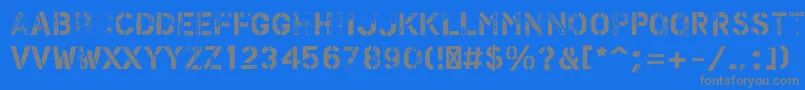 PfstampsproFlex Font – Gray Fonts on Blue Background