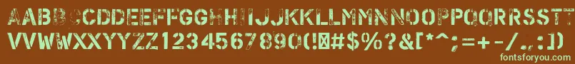 PfstampsproFlex Font – Green Fonts on Brown Background