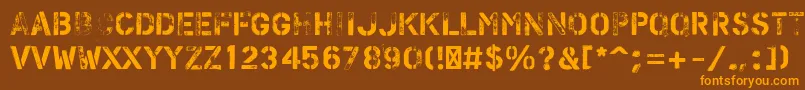 Czcionka PfstampsproFlex – pomarańczowe czcionki na brązowym tle