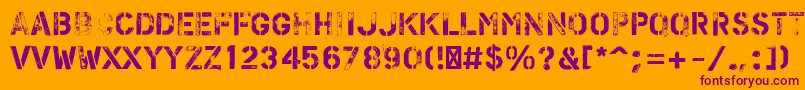 PfstampsproFlex Font – Purple Fonts on Orange Background