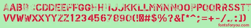 PfstampsproFlex Font – Red Fonts on Green Background