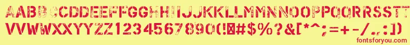 PfstampsproFlex Font – Red Fonts on Yellow Background