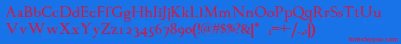 Chanticleerromannf Font – Red Fonts on Blue Background