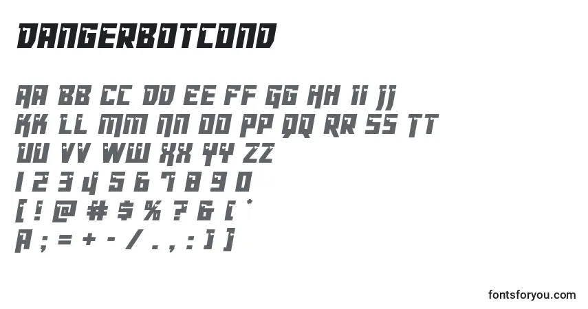 Czcionka Dangerbotcond – alfabet, cyfry, specjalne znaki