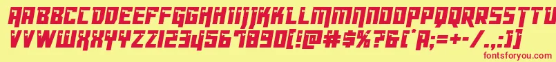 Dangerbotcond-Schriftart – Rote Schriften auf gelbem Hintergrund