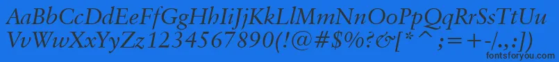 フォントClassicalGaramondItalicBt – 黒い文字の青い背景