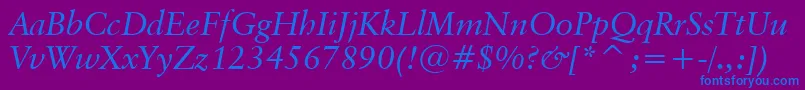 ClassicalGaramondItalicBt Font – Blue Fonts on Purple Background