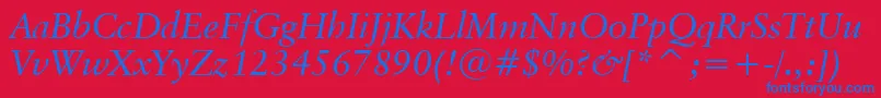 フォントClassicalGaramondItalicBt – 赤い背景に青い文字
