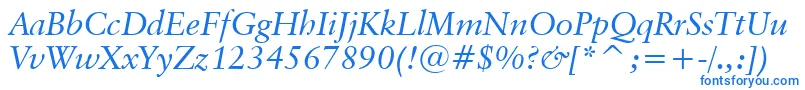 Шрифт ClassicalGaramondItalicBt – синие шрифты на белом фоне