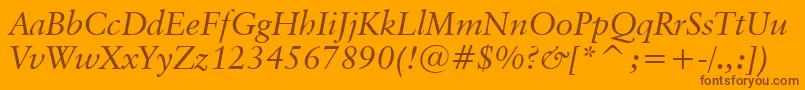 Шрифт ClassicalGaramondItalicBt – коричневые шрифты на оранжевом фоне