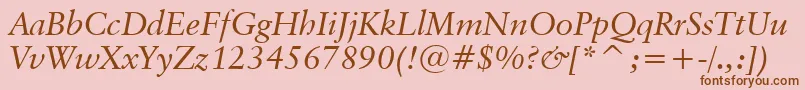 フォントClassicalGaramondItalicBt – ピンクの背景に茶色のフォント