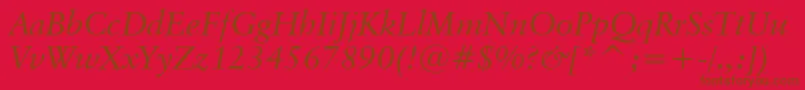 ClassicalGaramondItalicBt-Schriftart – Braune Schriften auf rotem Hintergrund