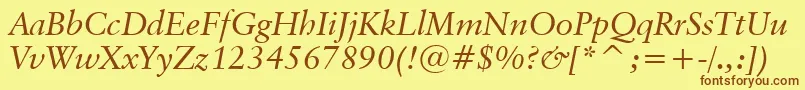 ClassicalGaramondItalicBt-fontti – ruskeat fontit keltaisella taustalla