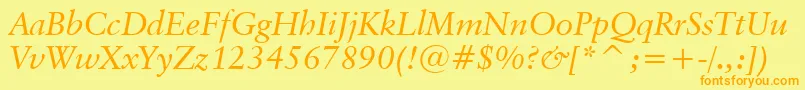 ClassicalGaramondItalicBt Font – Orange Fonts on Yellow Background