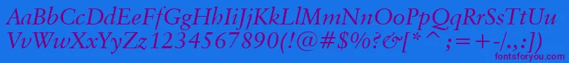 ClassicalGaramondItalicBt-Schriftart – Violette Schriften auf blauem Hintergrund