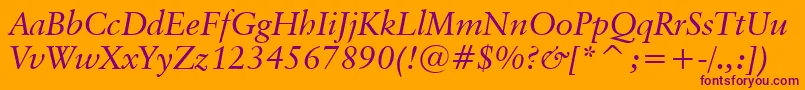Шрифт ClassicalGaramondItalicBt – фиолетовые шрифты на оранжевом фоне