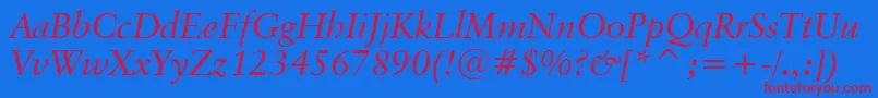 ClassicalGaramondItalicBt Font – Red Fonts on Blue Background