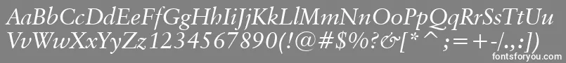 Шрифт ClassicalGaramondItalicBt – белые шрифты на сером фоне