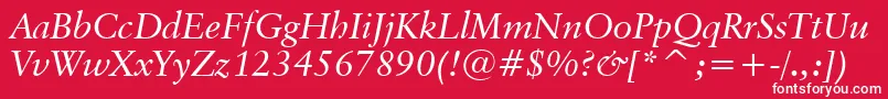 フォントClassicalGaramondItalicBt – 赤い背景に白い文字
