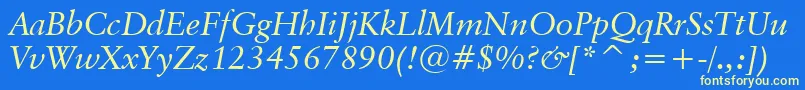 ClassicalGaramondItalicBt Font – Yellow Fonts on Blue Background