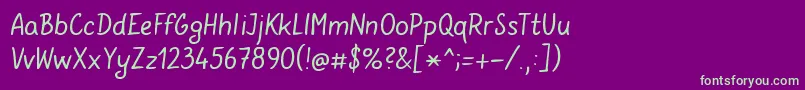 GunnymarV36-fontti – vihreät fontit violetilla taustalla