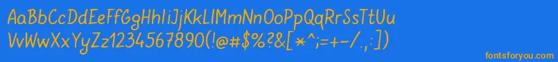 フォントGunnymarV36 – オレンジ色の文字が青い背景にあります。