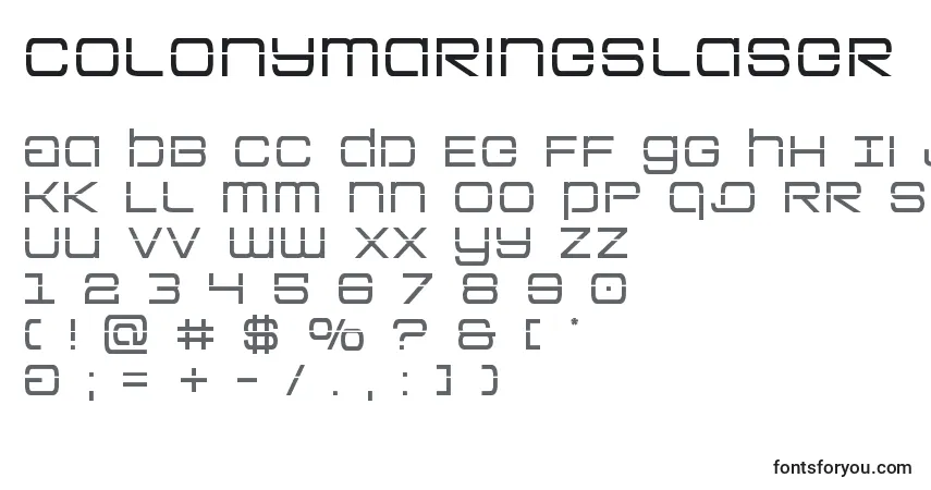 A fonte Colonymarineslaser – alfabeto, números, caracteres especiais