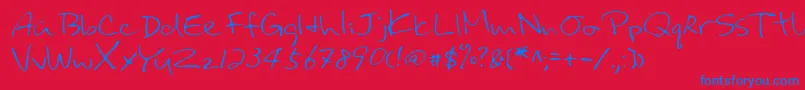 Lehn031 Font – Blue Fonts on Red Background