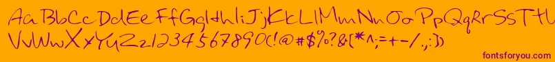 Lehn031-Schriftart – Violette Schriften auf orangefarbenem Hintergrund