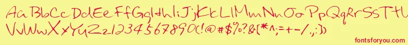 フォントLehn031 – 赤い文字の黄色い背景
