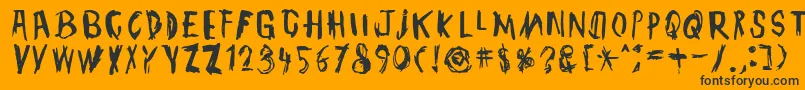 TmbgJohnHenry-Schriftart – Schwarze Schriften auf orangefarbenem Hintergrund