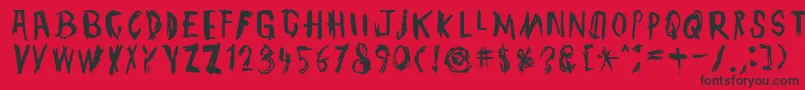 フォントTmbgJohnHenry – 赤い背景に黒い文字