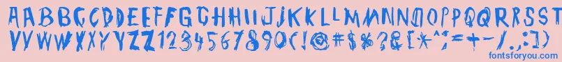 TmbgJohnHenry-fontti – siniset fontit vaaleanpunaisella taustalla
