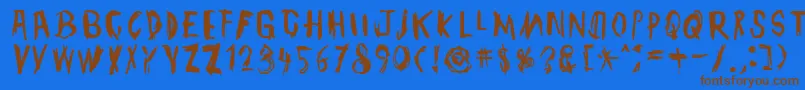 TmbgJohnHenry-Schriftart – Braune Schriften auf blauem Hintergrund