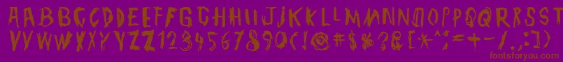 TmbgJohnHenry-fontti – ruskeat fontit violetilla taustalla