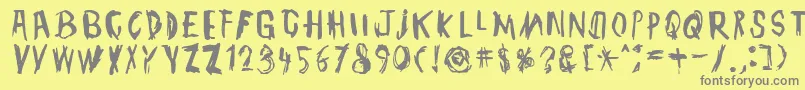 フォントTmbgJohnHenry – 黄色の背景に灰色の文字