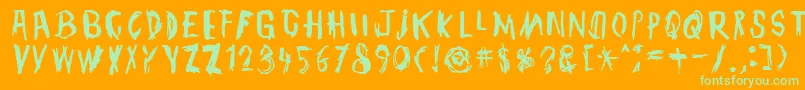 TmbgJohnHenry-Schriftart – Grüne Schriften auf orangefarbenem Hintergrund