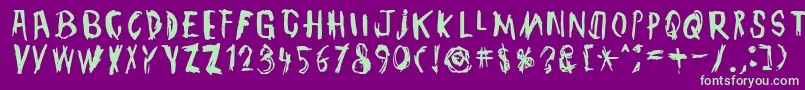 TmbgJohnHenry-Schriftart – Grüne Schriften auf violettem Hintergrund