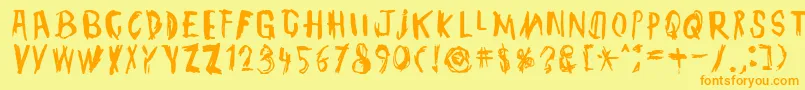 TmbgJohnHenry-fontti – oranssit fontit keltaisella taustalla