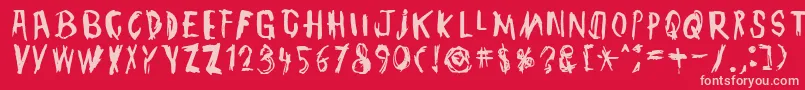 TmbgJohnHenry-fontti – vaaleanpunaiset fontit punaisella taustalla