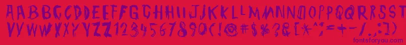 TmbgJohnHenry-Schriftart – Violette Schriften auf rotem Hintergrund