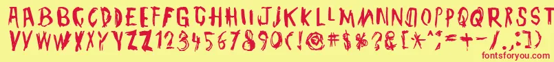 Fonte TmbgJohnHenry – fontes vermelhas em um fundo amarelo