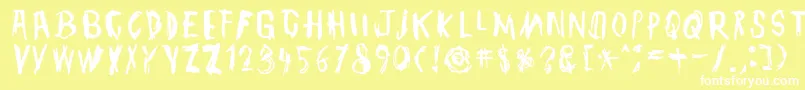 TmbgJohnHenry-fontti – valkoiset fontit keltaisella taustalla