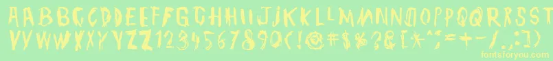 TmbgJohnHenry-fontti – keltaiset fontit vihreällä taustalla