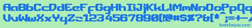 DynothermBold-fontti – siniset fontit vihreällä taustalla