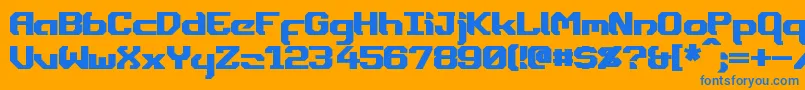 DynothermBold-Schriftart – Blaue Schriften auf orangefarbenem Hintergrund